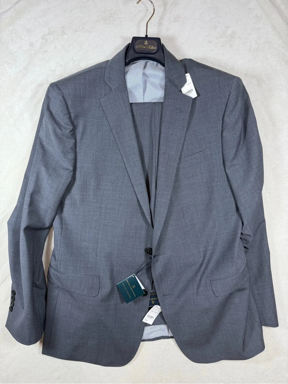NWT Brooks Brothers Explorer 44L 36W 34L Gray Wool Single-Breasted Suit $$$
